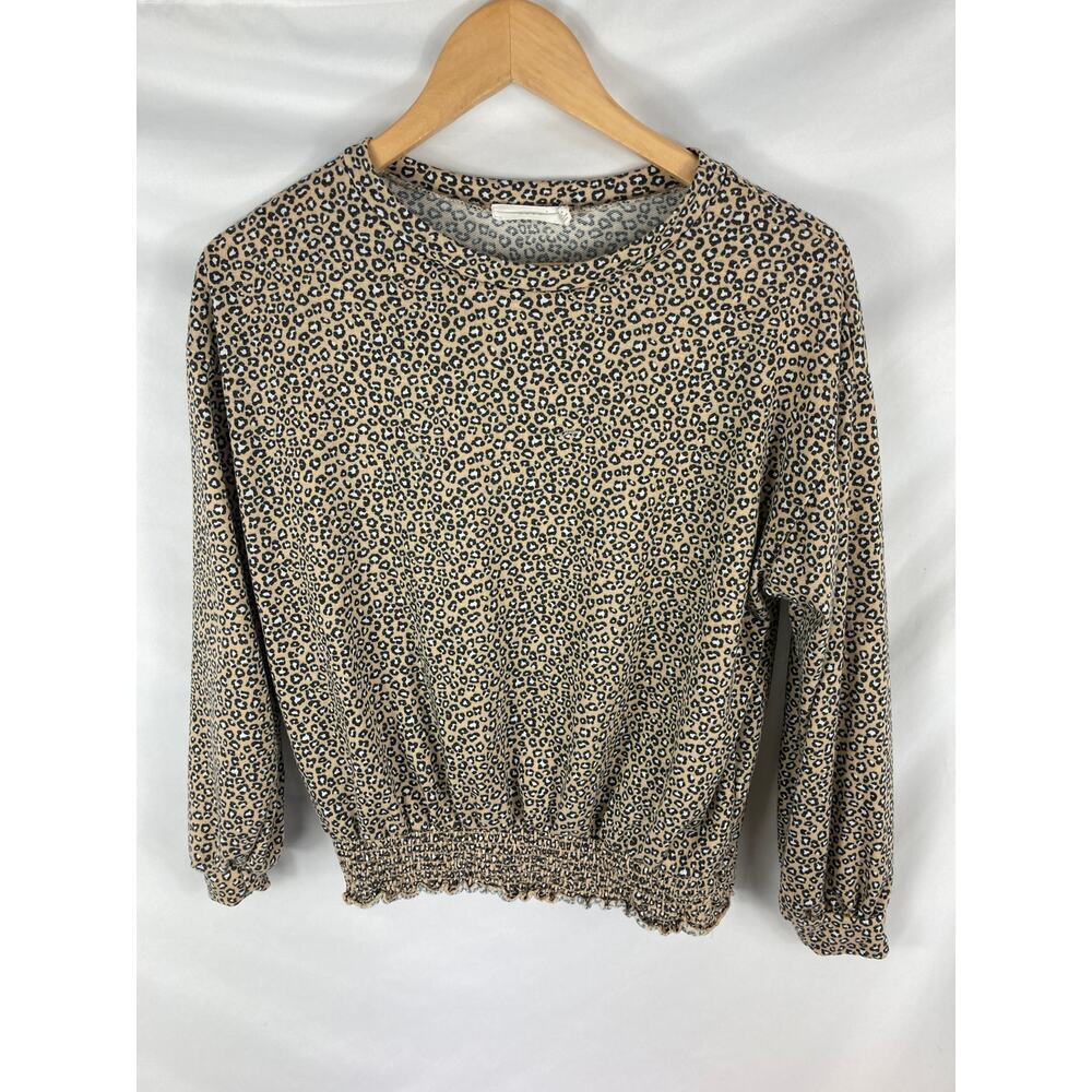 Lush Animal Print Cinch Bottom Blouse Size Small